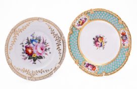 A Chamberlains Worcester dessert plate and one other English dessert plate,