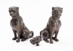 A pair of bronze figures of hounds,