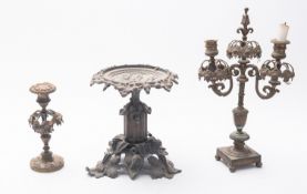 A Regency brass twin light candelabrum,