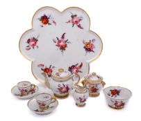 A Chamberlains Worcester porcelain toy tea service comprising a tray,