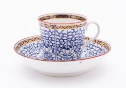 A First Period Worcester 'Royal Lily' pattern coffee can and saucer