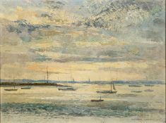 *Cavendish Morton (British, 1911-2015) - Moored yachts - Oil on board - 30 x 40cm - 50.