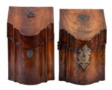Two George III mahogany knife boxes,