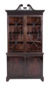A mahogany and glazed cabinet bookcase in George III style,