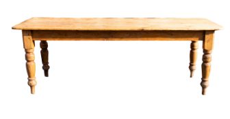 A Victorian pine 'farmhouse' kitchen table,