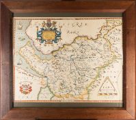 CHESHIRE. Decorative map, a reproduction of Christopher.Saxton's Cestriae, f&g (glass cracked), 39.