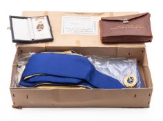 A box of masonic regalia. Including a St
