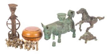 A cold painted bronze figure of a horse.