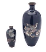 Two Japanese cloisonné vases, the larger