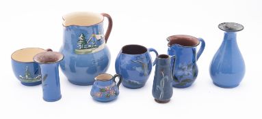 A collection of Watcombe studio pottery.