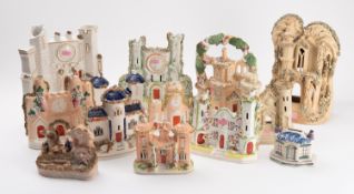 A collection of Staffordshire pastel bur
