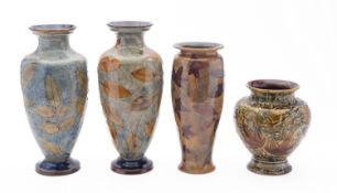 Two similar Royal Doulton natural foliage pattern shouldered vases.
