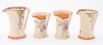 Four Myott pottery jugs of waisted form