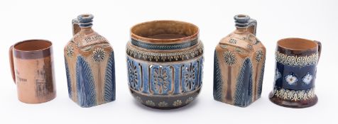 Two Bailey of Fulham stoneware decanters