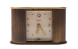 Swiza, a 1930s brass travelling clock the dial signed Swiza, Coquet,