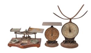 A set of silver plated and oak postal sc