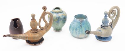 Two studio pottery stoneware lamps. In t