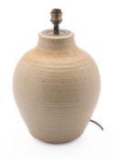 A studio pottery stoneware lamp. Of bulb