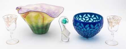 A collection of contemporary art glasswa