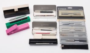 A collection of Parker Pens. Comprising