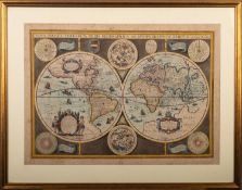 DOUBLE HEMISPHERE MAP. BEREY, Nicolas after Hondius, Jodocus.
