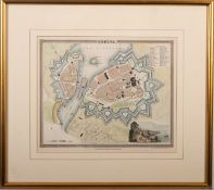 GENEVA. DOWER, John Crane. Geneva, hand-coloured engraved plan, London: Orr & Smith, [c.