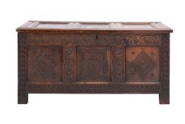 A Jacobean oak coffer, last quarter 17th
