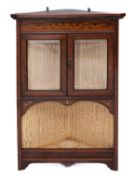 An Edwardian rosewood and marquetry hang