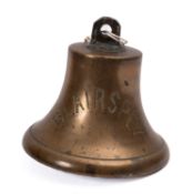 A cast bronze ship's bell, SS 'Blairspay'. The bell with strike, inscribed 'Blairspey', 20cm high.