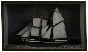 A 19th century scratch built waterline model of the 'John Blackwell': set full sail with pennant