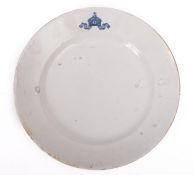 A dinner plate from the German battle cruiser SMS 'Moltke' blue transfer Imperial Crown and maker's