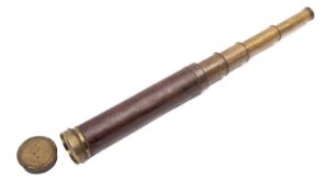 A 19th century 3 inch brass and leather bound four draw telescope, maker Dolland, London,
