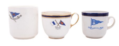 A group of early 20th century yacht cups and saucers,