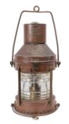 An early 20th Century copper and brass anchor light, maker Harvie of Birmingham.