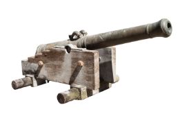 An 18th Century Continental bronze Cannon, having a four stage barrel with flared muzzle,