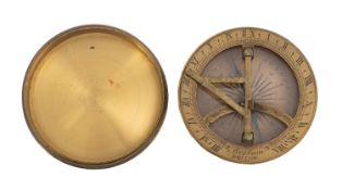 A brass compass sundial, bearing the name 'Braham, Bristol',