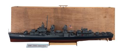 A scratch built remote control model of the USS 'Lewis Hancock'.
