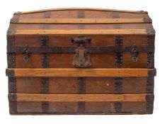 A 20th Century metal bound domed travel trunk.