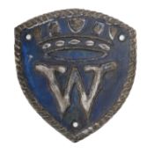 A cast iron unofficial ship's badge for HMS 'Worcester',