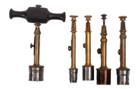 A 19th century ebony brass and steel trephine, unsigned,