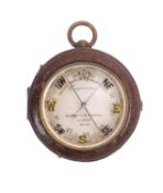 A circular brass Compensated pocket barometer, maker Negretti & Zambra, London,