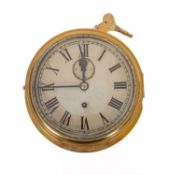 An early 20th Century brass bulkhead clock.