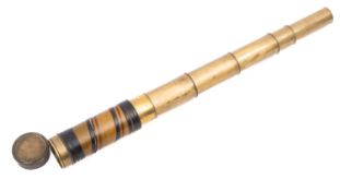 A 19th century brass five draw telescope unsigned,