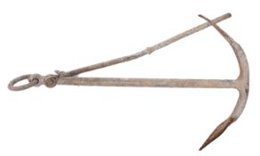 A 20th Century cast metal Admiralty pattern anchor. Having the ring and stock present, 66cm tall.