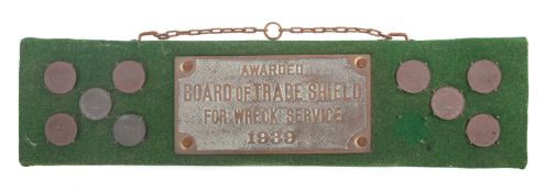 A group of nine Board of Trade Rocket Apparatus Proof of Service at a Wreck Medallions, unnamed,