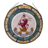 An early 20th Century circular stained glass panel HMS 'Iron Duke'.