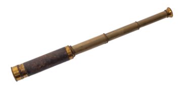 A 19th Century leather bound brass three drawer telescope.
