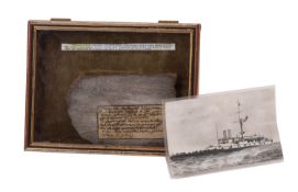 A section of salvaged timber form the Royal Navy battleship HMS 'Victoria', circa 1892,