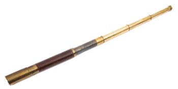 A 19th century mahogany and brass four draw telescope, maker Spear, Dublin,