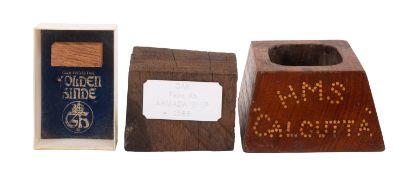 A teak inkwell from the timbers of HMS 'Calcutta',